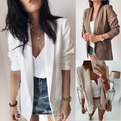 Women Autumn Thin Blazer Feminino