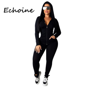 Fashion Hooded Two Piece Set Jogging Femme