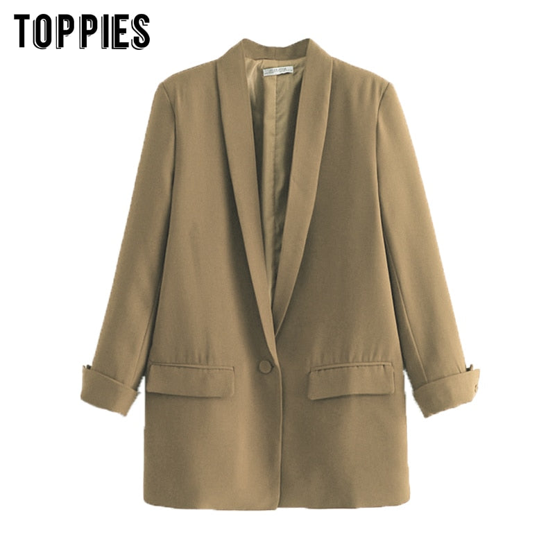 2020 Women Solid Color Long Blazer Jacket