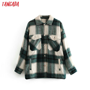 Tangada 2019 Winter Women green plaid