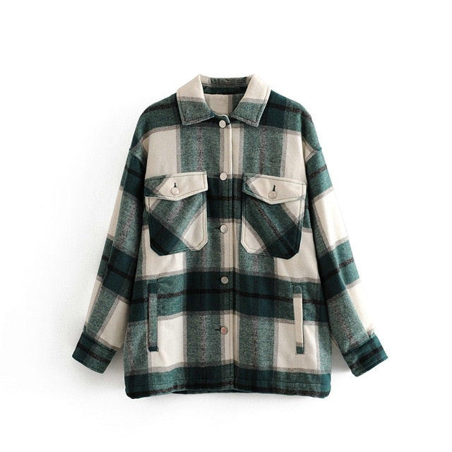 Tangada 2019 Winter Women green plaid