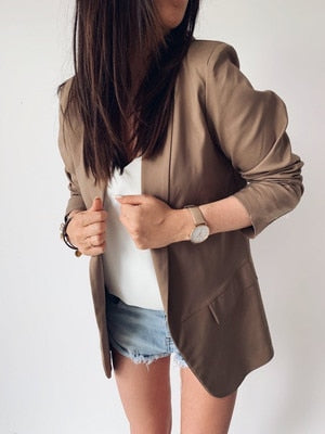 Women Autumn Thin Blazer Feminino