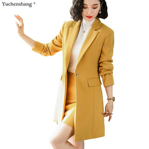 2019 New Fall Winter Women Long Blazer