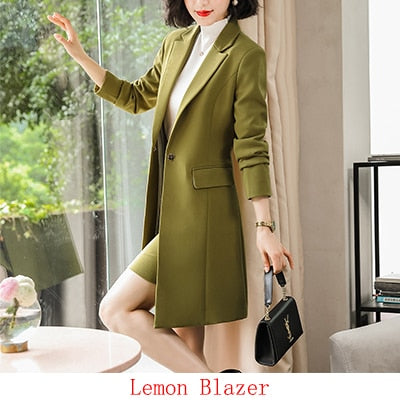 2019 New Fall Winter Women Long Blazer