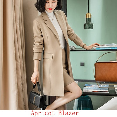 2019 New Fall Winter Women Long Blazer