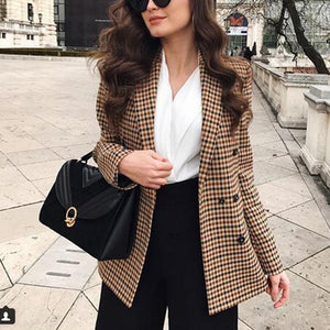 Mode automne femmes Plaid Blazers et vestes