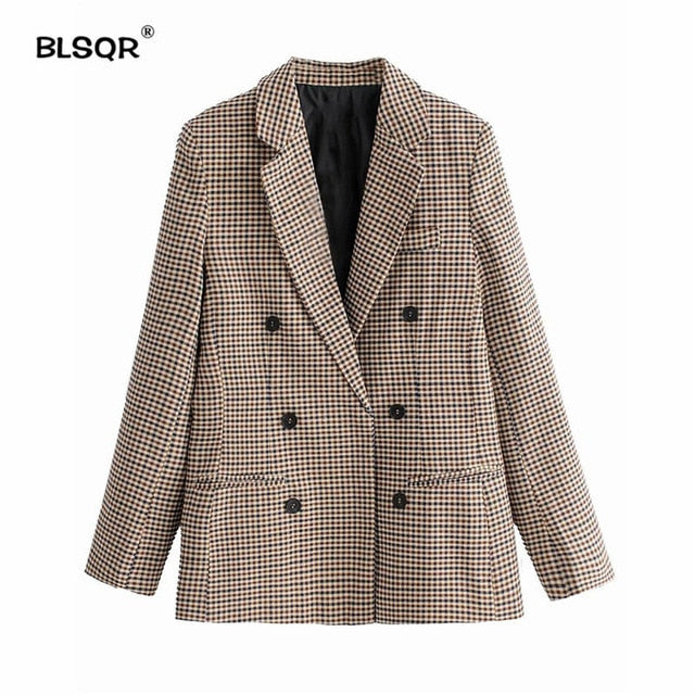 Mode automne femmes Plaid Blazers et vestes