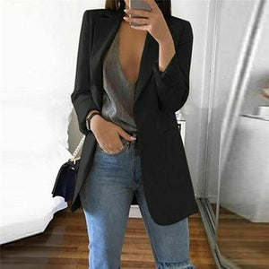 1pc automne femmes décontracté à manches longues manteau costume mince Cardigan hauts Blazer veste Outwear formel femmes col en V blazer grande poche