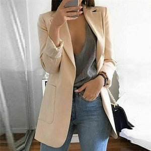 1pc automne femmes décontracté à manches longues manteau costume mince Cardigan hauts Blazer veste Outwear formel femmes col en V blazer grande poche