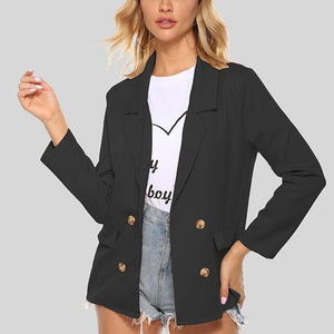 Blazer revers femme couleur uni Simple