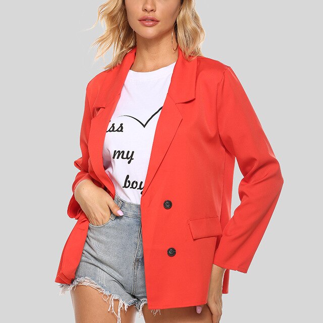 Blazer revers femme couleur uni Simple