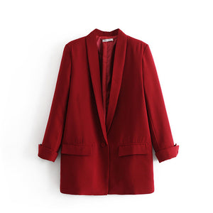 2020 Women Solid Color Long Blazer Jacket