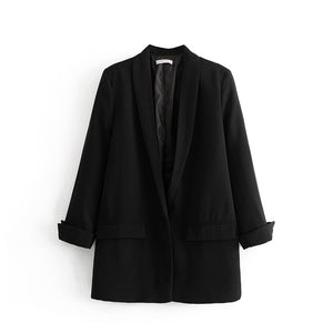 2020 Women Solid Color Long Blazer Jacket